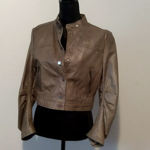 NWOT Ladies BCBG Leather Bomber Jacket sz M